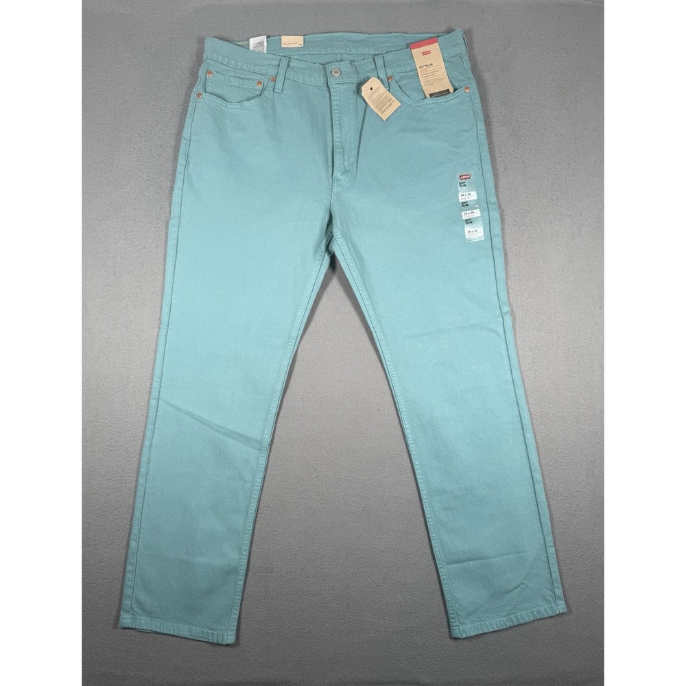 Levis 511 Slim Fit Jeans Mens 38x30 Mint Green Teal NWT